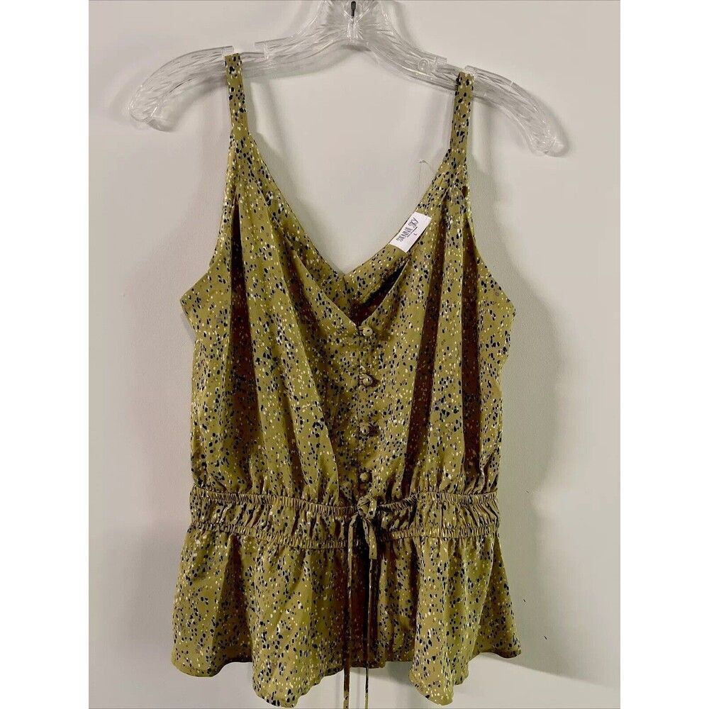 Sienna Sky Camisole Top Women‎ M Medium Button Accent Strappy Peplum